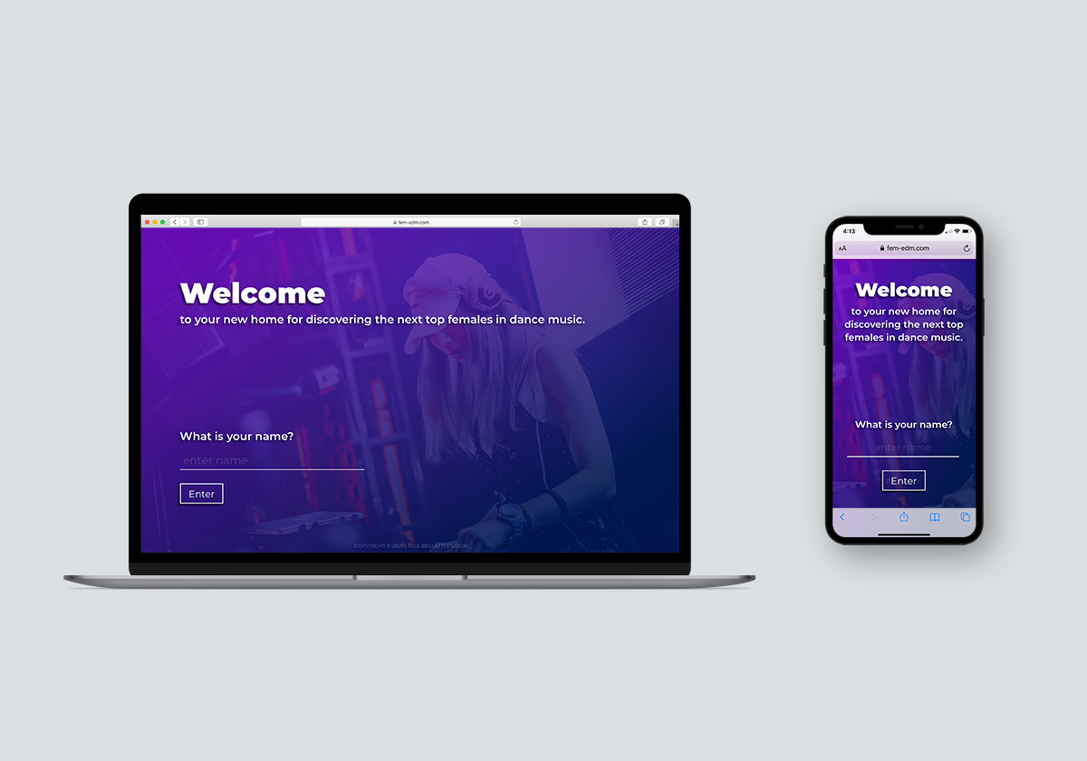 Fem-EDM interactive ux design mockup