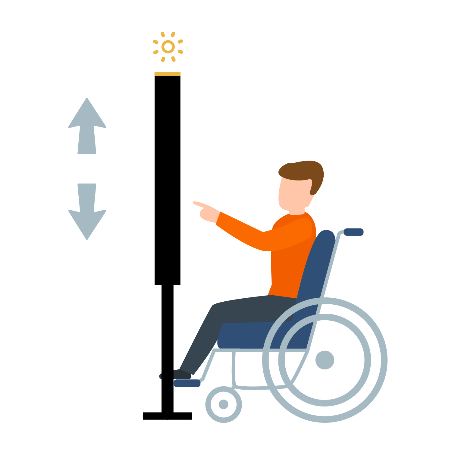 illustration of kiosk's accessible and sustainable design