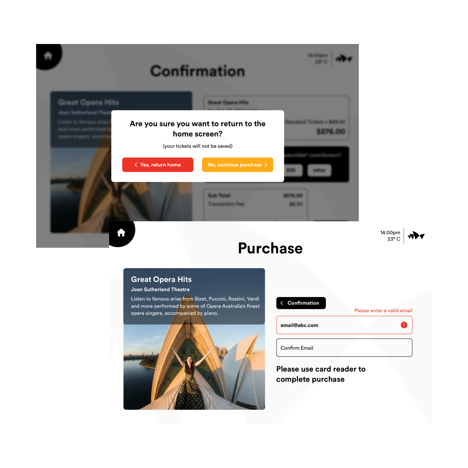 screenshots of confirmation pop-up and email verification