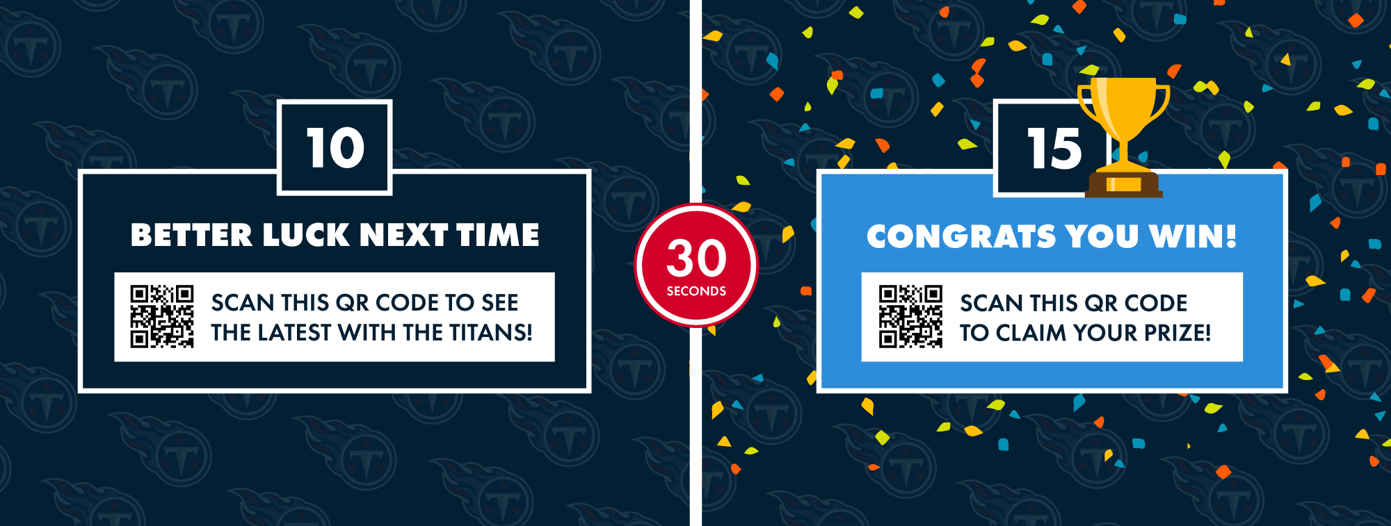 Mockup of the N Zone game winner/loser screen